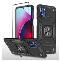 Xhy Moto G Stylus 5G 2022 Case with Screen Protector Magnetic Ring Holder Kickstand Military Grade Full Body Double Layer Drop Protection Durable Detachable for Motorola G Stylus 5G 2022 Phone -Black