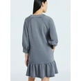 thumbnail image 3 of Scoop Women's and Women's Plus Deep V Neck Sweatshirt Mini Dress, Sizes XS-4X, 3 of 5