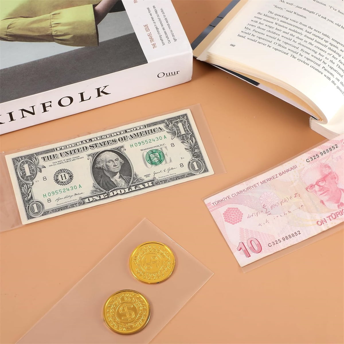 Reusable Currency Sleeves,200pcs Adhesive Self-Sealing Packing Bags,HYG Plastic Banknote Storage Pouch for Gift,Birthday,Wedding