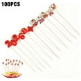 thumbnail image 1 of 100Pcs Christmas Fruit Skewer Toothpicks, Disposable Xmas Tree Snowflake Santa Cocktail Picks, New Year Food Decor Cake Sticks, Festive Holiday Dessert & Appetizer Decorations, Wooden Bamboo, 1 of 8