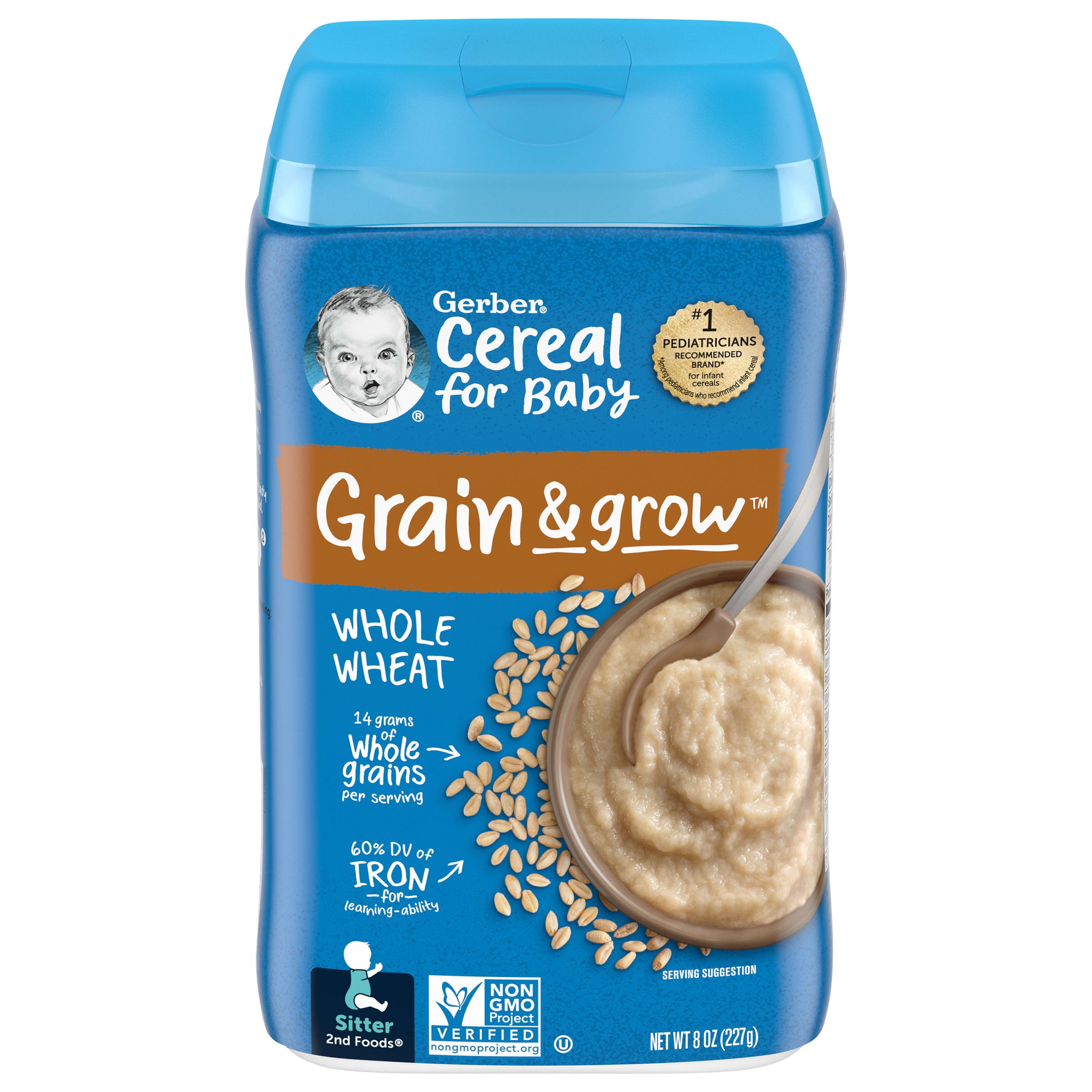 Gerber 1st Foods Cereal for Baby Grain & Grow Baby Cereal, Whole Wheat
