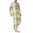thumbnail image 2 of Logiee Daisies And Wildflowers Print Mens Long Sleeve Pajama Set,Notched Collar Pajamas for Men, Men's Sleepwear,Mens Sleepwear with Pockets & Button Down-Large, 2 of 7