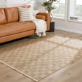 thumbnail image 3 of BoutiqueRugs Nairi Modern Checkered Jute Area Rug - Machine Washable - Beige, Tan, Brown, Gray - 6'6" x 9' (6x9 Area Rug), 3 of 10