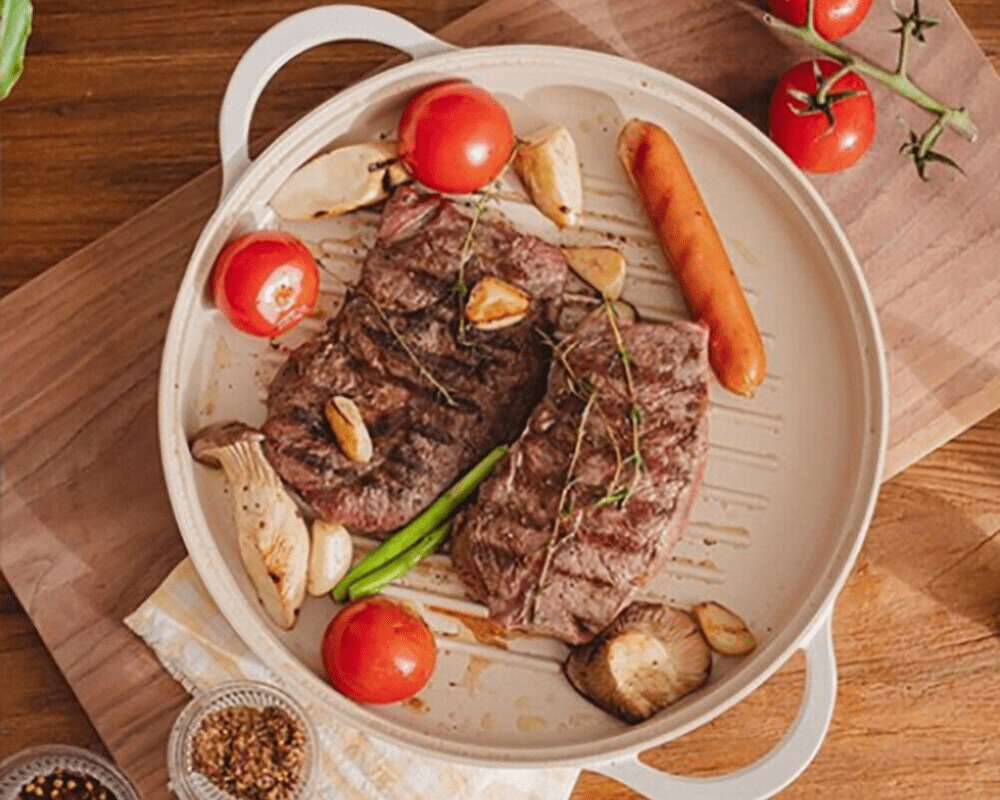 Neoflam FIKA 10-Inch Round BBQ Grill Pan, Dishwasher & Oven Safe