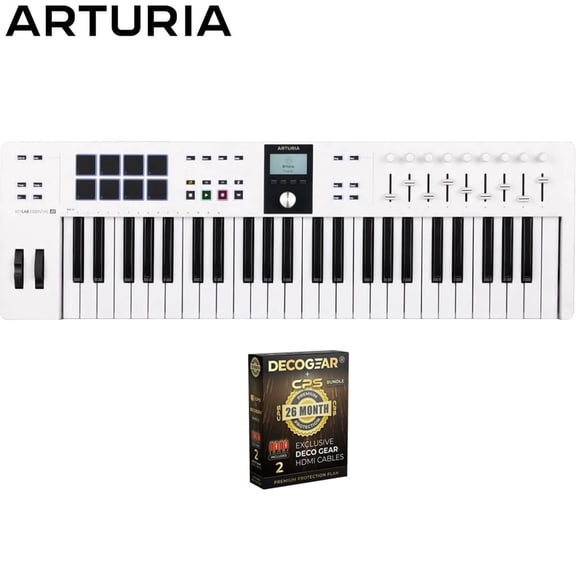 Arturia 231521 KeyLab Essential 49 mk3 49-Key USB MIDI Controller Keyboard White Bundle with CPS Exclusive 26 Month Protection Pack (BEACH-CPS-26M500ATV)