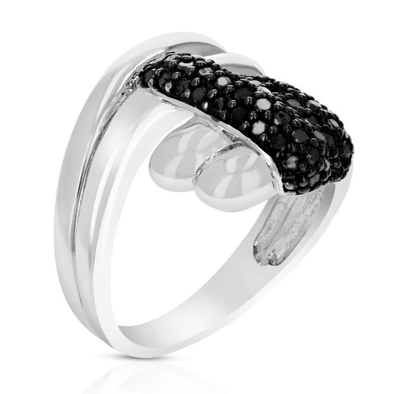 Vir Jewels 2/3 CTTW Black Diamond Ring .925 Sterling Silver with Rhodium Plating Size 7 Female Adult