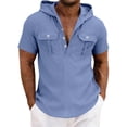 thumbnail image 1 of Eres Más Que una Camisa de Puntuación de Prueba Casual Color Sólido con Capucha Botón Ropa de Trabajo Bolsillo Manga Corta Blusa Superior para Hombres, 1 of 7