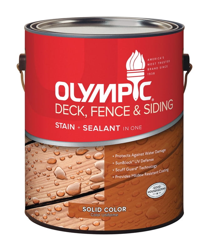Olympic Solid Color Deck/ Fence/Siding Latex Stain Acrylic White Base 1