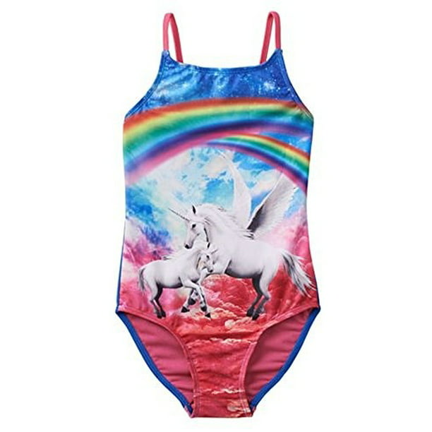 SO - Rainbow Unicorn One-Piece Swimsuit - Girls (XS 5/6) - Walmart.com ...