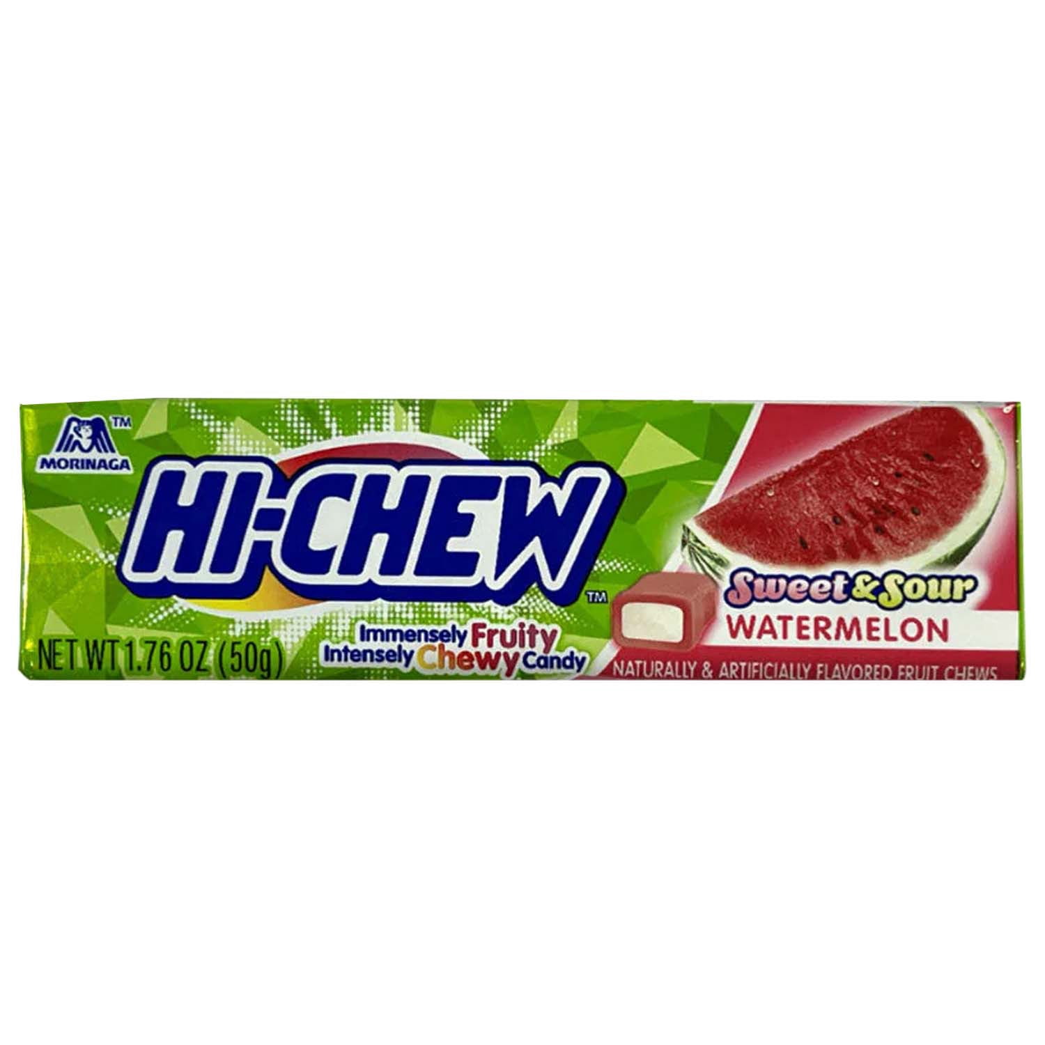 HI-CHEW Watermelon - Unique Fun Soft & Chewy Taffy Candy, Box of 15 Sticks, 1.76 oz