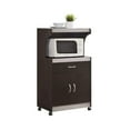 thumbnail image 1 of Hodedah Wheeled Microwave Cart with Drawer and Cabinet Storage, Chocolate Grey, 1 of 5