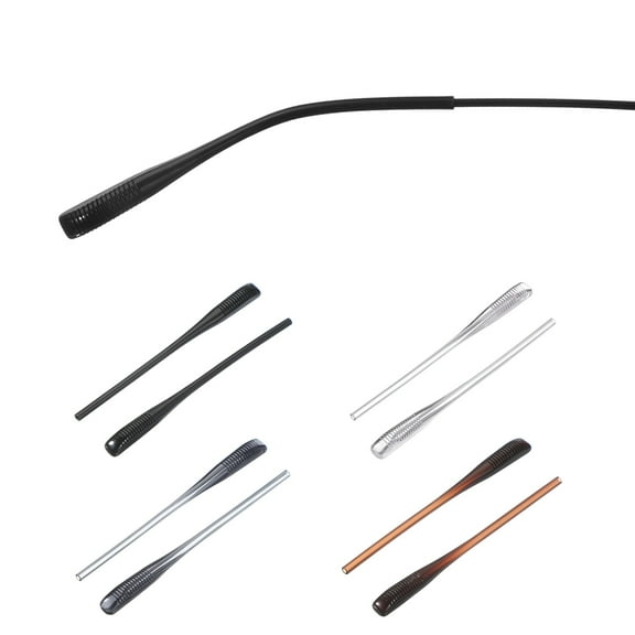 Uxcell 4 Pairs Eye Glass Replacement Temples, Silicone Anti-Slip Eyeglass End Tips Glasses Retainers Fits 1.4mm for Round Thin Metal Eyeglass Sunglasses Temple, Black/Clear/Brown/Gray
