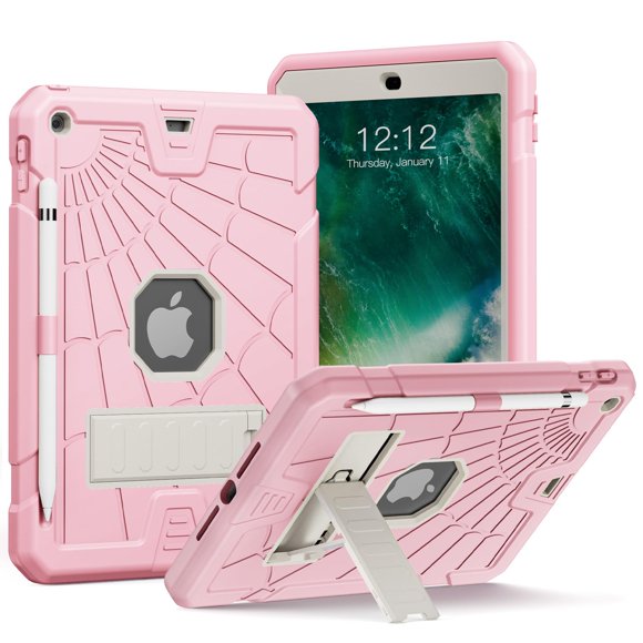Funda para iPad SIBEITU para niños de 9,7 pulgadas con soporte rosa de 5.ª y 6.ª generación