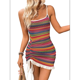 thumbnail image 3 of Vestido con Tirantes para Mujer, Escote Cuadrado, Espalda Descubierta, Sin Mangas, Cintura Alta, Estilo Étnico de Verano, Color Rosa y Rojo, Talla S, 3 of 10