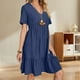 thumbnail image 2 of Vestido Gchanao casual de verano con cuello en V y manga corta para mujer, 2 of 3