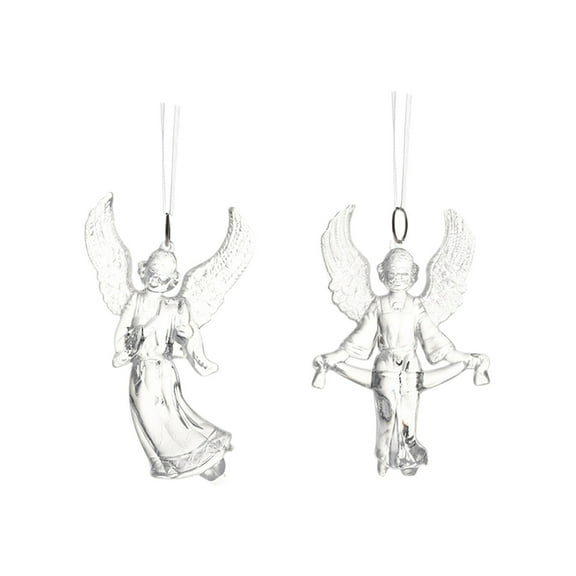 Bfogop Christmas Angel Ornaments Crystal Clear Angel Ornaments, Hanging Angels Tree Ornaments, Art Prayer Guardian Holiday Decor Clear Angel Figurine for Xmas Season Decor 4Pcs