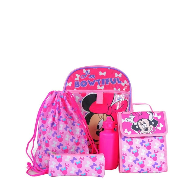 DISNEY GIRLS' MINNIE MOUSE 5-PIECE BACKPACK SET