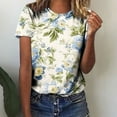 thumbnail image 2 of Dyegold Women's Summer Short Sleeve Tshirts Crew Neck Floral Printed Tunic Tees Trendy Casual Loose Plus Size Tops Blouse, 2 of 6