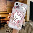 thumbnail image 1 of Cartoon Hello Kitty Cat Phone Case For iPhone 15 14 13 12 11 Pro Max Plus 12 13 Mini X XS Max Black Shell Shockproof Back RJ, 1 of 7