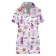 thumbnail image 4 of Purple Matching Family Halloween Pajamas Polyester,Spandex Short Sleeve Tops and Shorts Pajamas Set Sleepwear L, 4 of 4