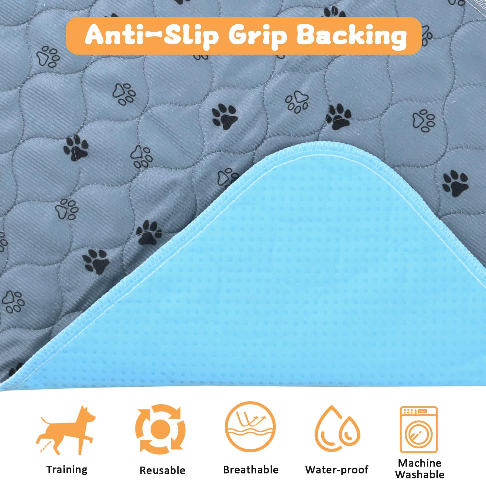 BEVTEE Washable Pee Pads for Dogs, 2-Pack Gray photo 7
