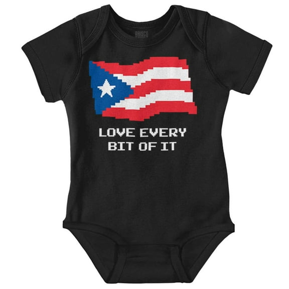 Puerto Rican Pride Love Every Bit Flag Romper Boys or Girls Infant Baby Brisco Brands NB