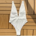 thumbnail image 4 of WREESH Womens One Piece Swimsuit Solid Color Swim Suits Set Swimsuit Filled Bra Swimwear Beachwear Sleeveless Bathing Suits White, 4 of 7