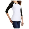 thumbnail image 4 of Yellow Rooster Women's Perfect Tri 3/4-Sleeve Female Raglan T-Shirt Black/ White XS, 4 of 6