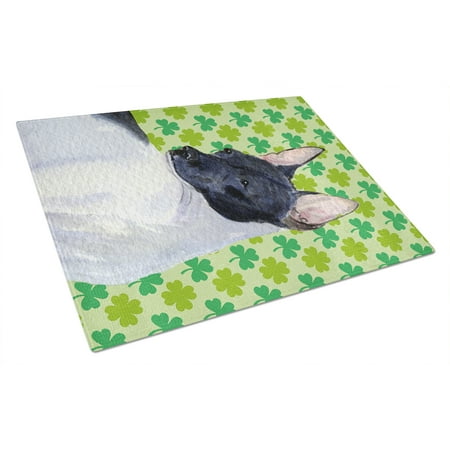 

Carolines Treasures SS4411LCB Rat Terrier St. Patricks Day Shamrock Portrait Glass Cutting Board Large 12H x 16W