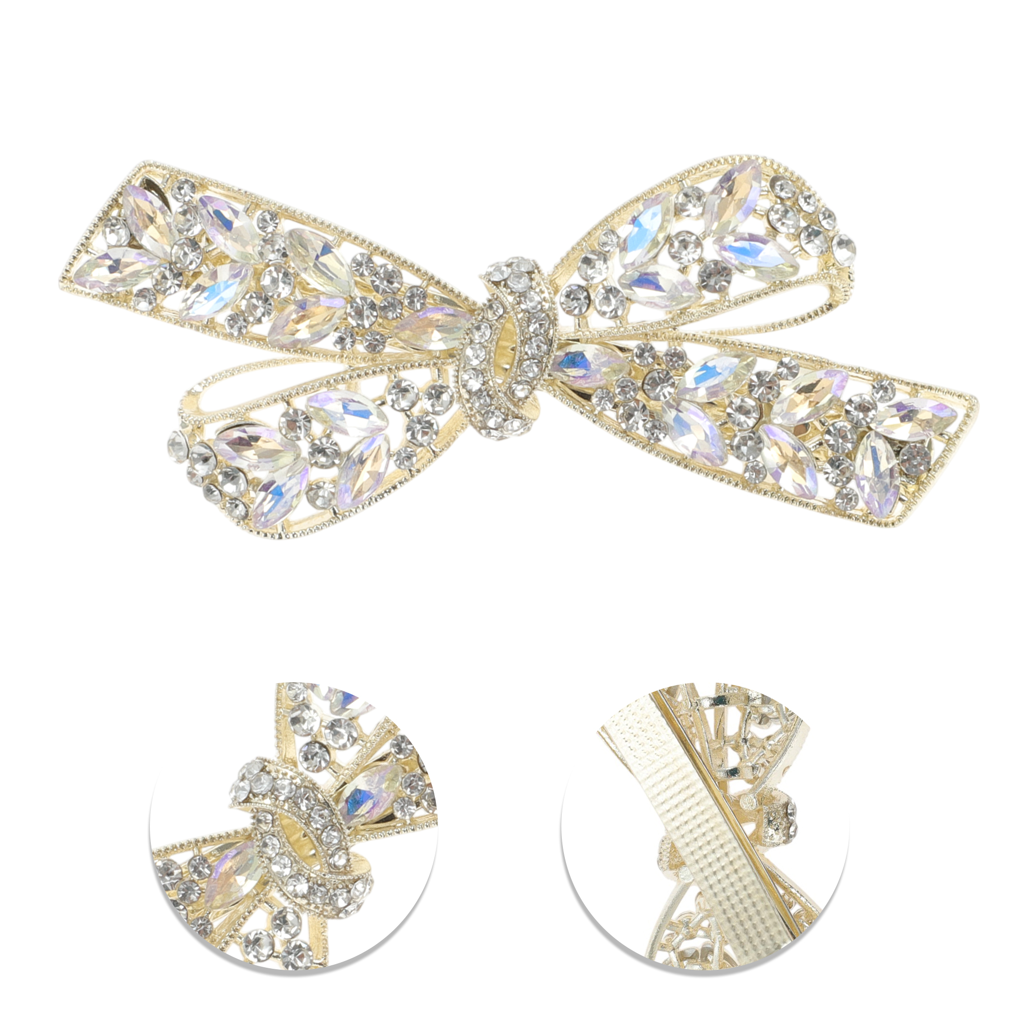 Unique Bargains Exquisite Butterfly Rhinestones French Barrette Hair Clips Purple 1 Pc