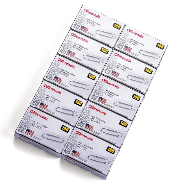 Clips para papel Officemate Premium #1 1000 plateados (10 x 100)