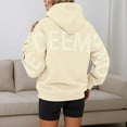 thumbnail image 4 of Oversize Hoodie for Women Fall Winter Letter Print Pullover Tops Long Sleeve Sweatshirt with Pockets Beige S, 4 of 6