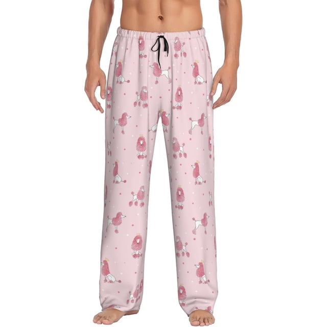 Fotbe Poodle Dog Pantalones de Pijama para Hombre, Pantalones de Dormir, Pantalones de Casa con Cintura Ajustable y Bolsillos-Medium