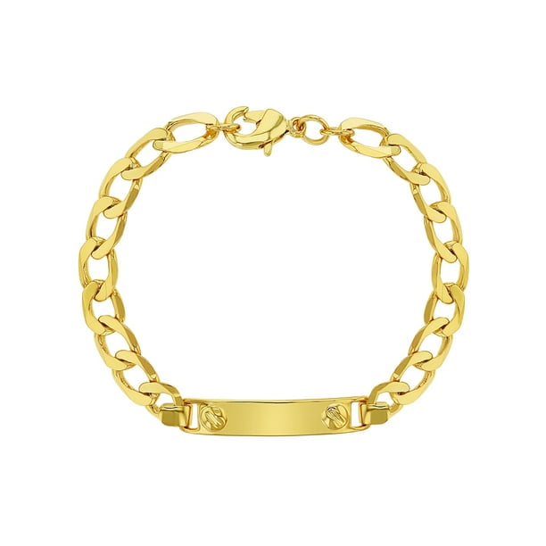 In Season Jewelry 18k Gold Plated Tag ID Bracelet for Toddlers