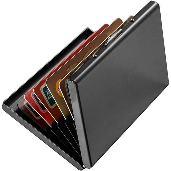 Card Holder for Men & Women, Ultra Thin Stainless Steel Wallet Slim Metal Case for Travel and Work, Family or Friends, Black, Classic