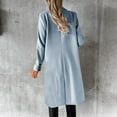 thumbnail image 4 of Wool Trench Coat for Women Trendy Winter Overcoat Double Breasted Notched Collar Pea Coat Warm Jackets (2XL, Light Blue), 4 of 7