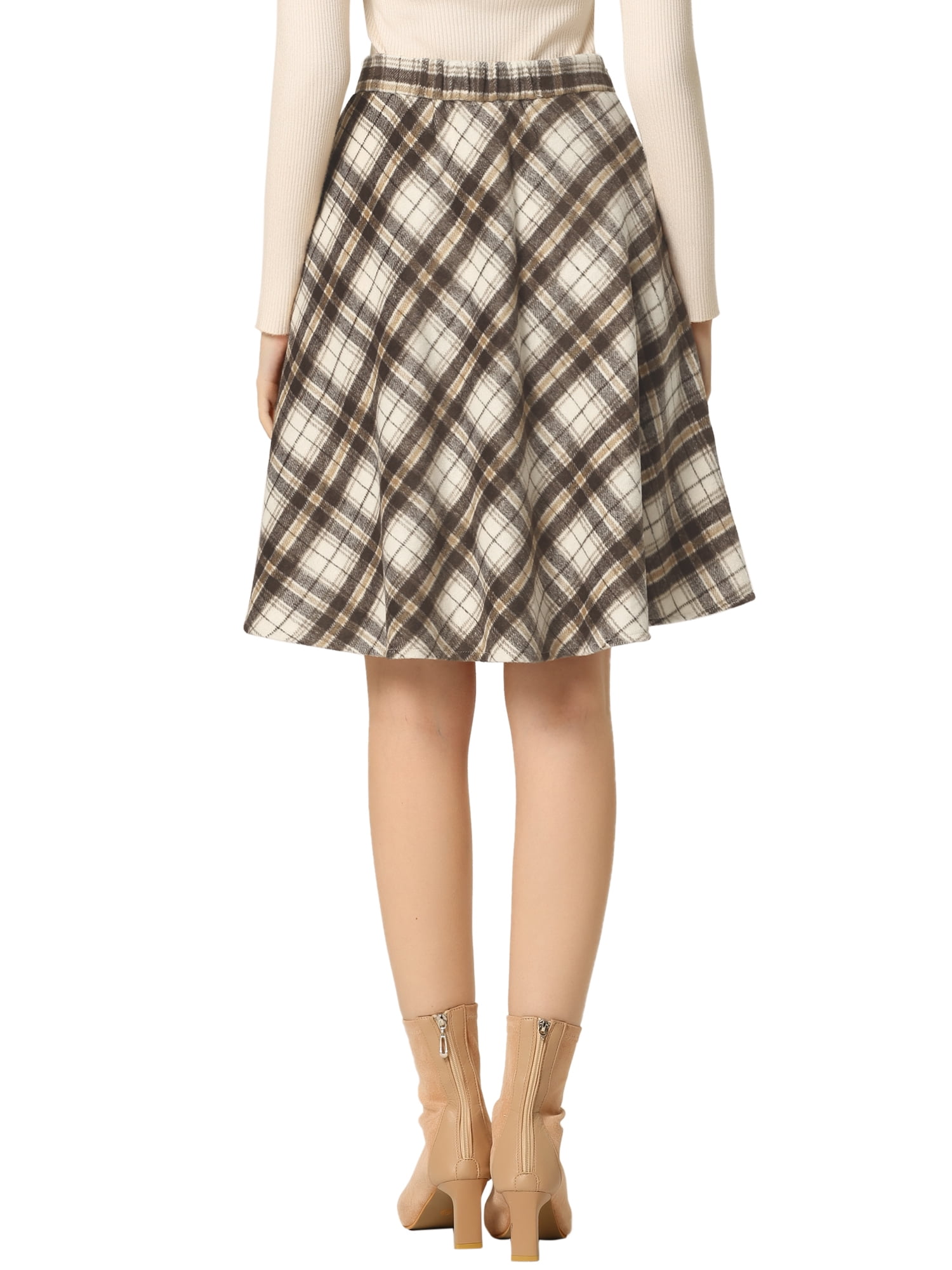 Unique Bargains Women's Halloween Costume Elastic Waist Knee Length Vintage Skirt L Khaki