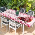 thumbnail image 2 of Valentine's Day Table Cloths for 8 Foot Rectangle Tables, Roses Car Love Hearts Romantic Pink Plaid Patio Waterproof Elastic Fitted Tablecloths, Washable Rectangular Table Cover for Camping, 2 of 8