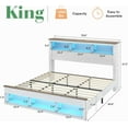 thumbnail image 4 of VanAcc Farmhouse King Size Bed Frame with Storage Bookcase Headboard and Footboard, Storage Wood Platform Bed Frame with Wood Slats Support, White, 4 of 6