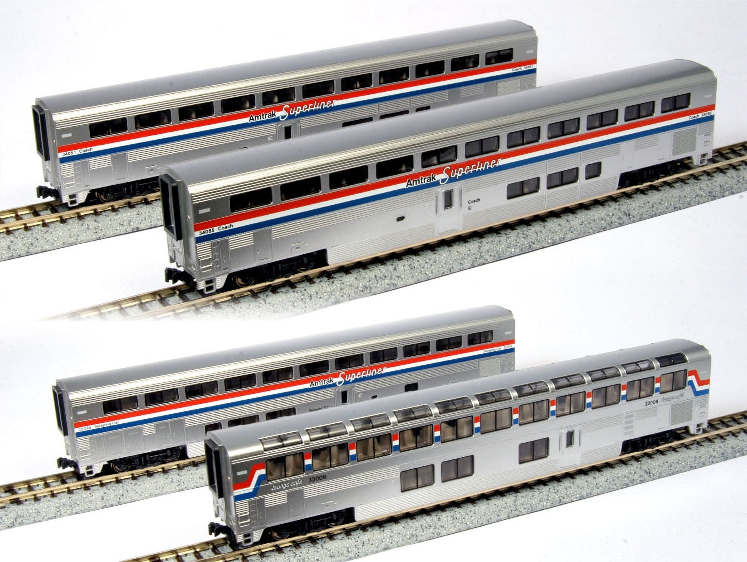 Kato USA KAT1063518 N Superliner Set, Amtrak & Phase III