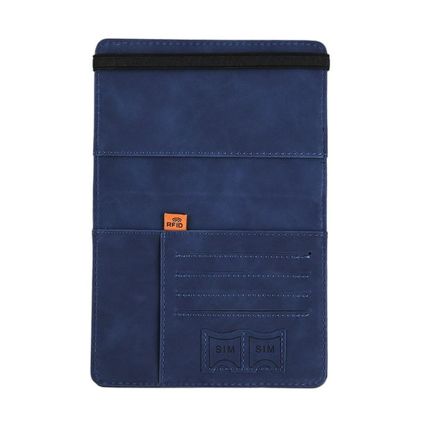 Estuche organizador de documentos para pasaporte para hombre, tarjetero, billetera de viaje para el hogar Azul oscuro