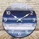 thumbnail image 3 of Reloj de pared de madera de playa rural - Reloj de pared con diseño vintage de veta de madera azul, circular y silencioso, 3 of 6