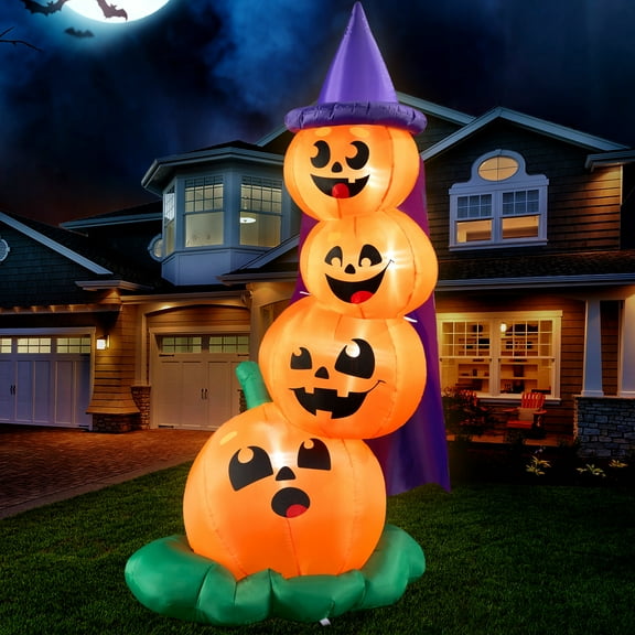 Joyfy 6 FT Halloween Inflatables Stacked Pumpkins with Build-in LEDs for Porch,Halloween Pumpkin Decor Blow up Yard Decorations