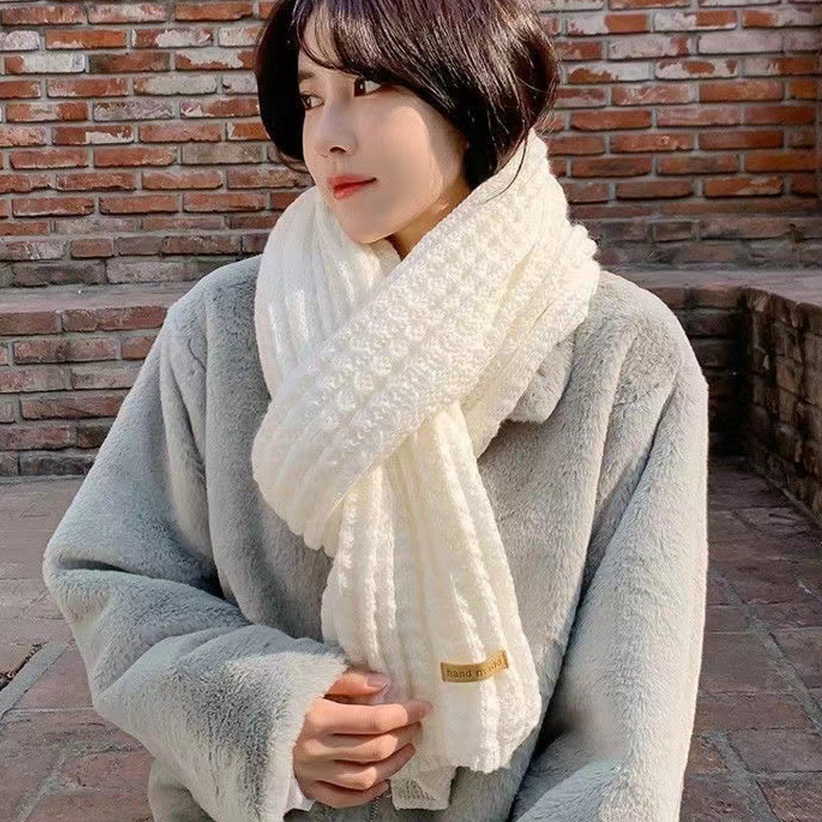 rygai Women Turtleneck Scarf Winter Knitted Scarf Soft Thermal