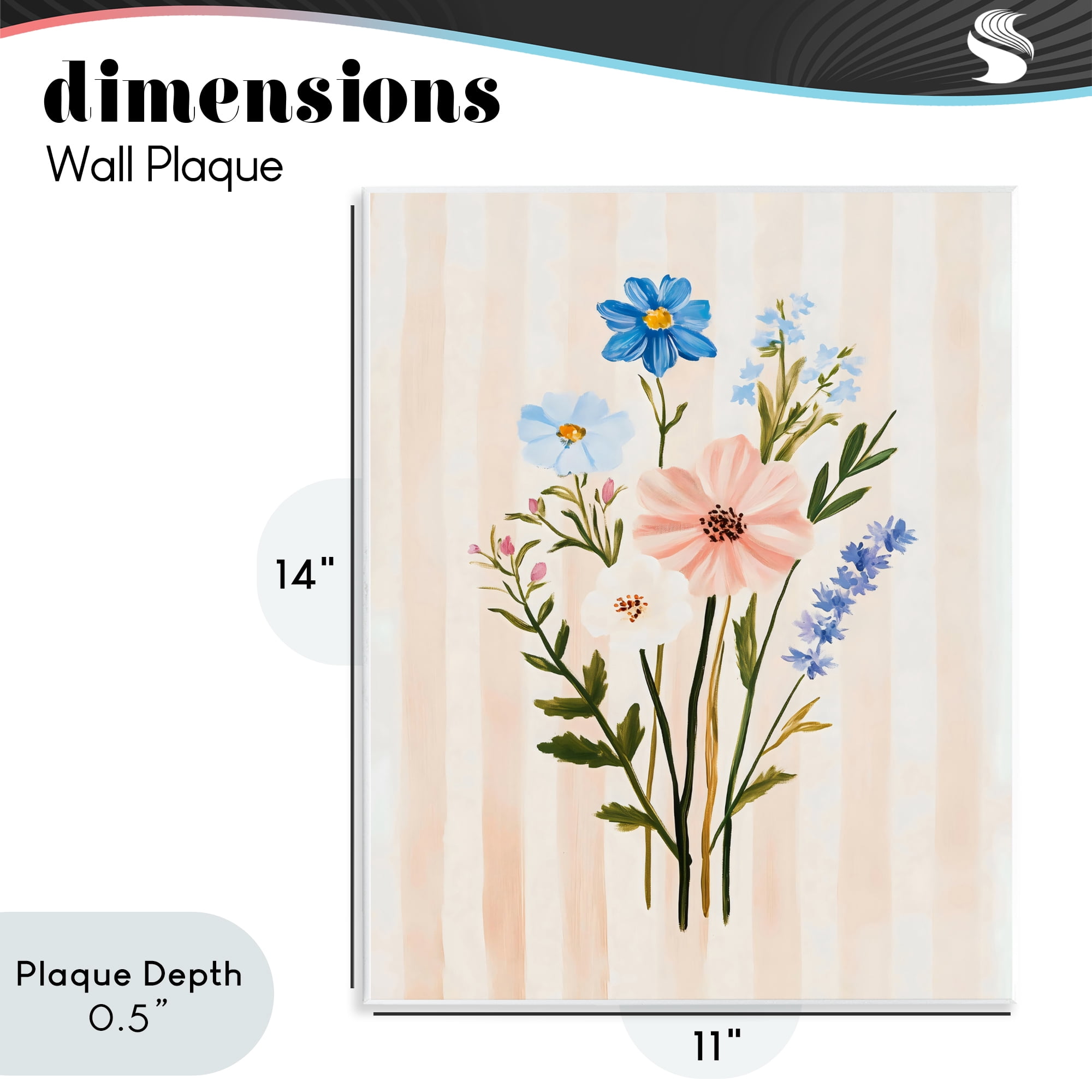 Stupell Industries Cream Stripe Florals Wall Plaque Art, design by The Prints Vibe