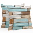 thumbnail image 2 of Throw Pillow Covers 16x16 Inch Set of 2, Blue Brown Vintage Waterproof Outdoor Pillow Covers, Retro Farmhouse Elegant Pastoral Decorative Cushion Pillowcases for Couch, Sofa, Bed, Garden, Patio, 2 of 9