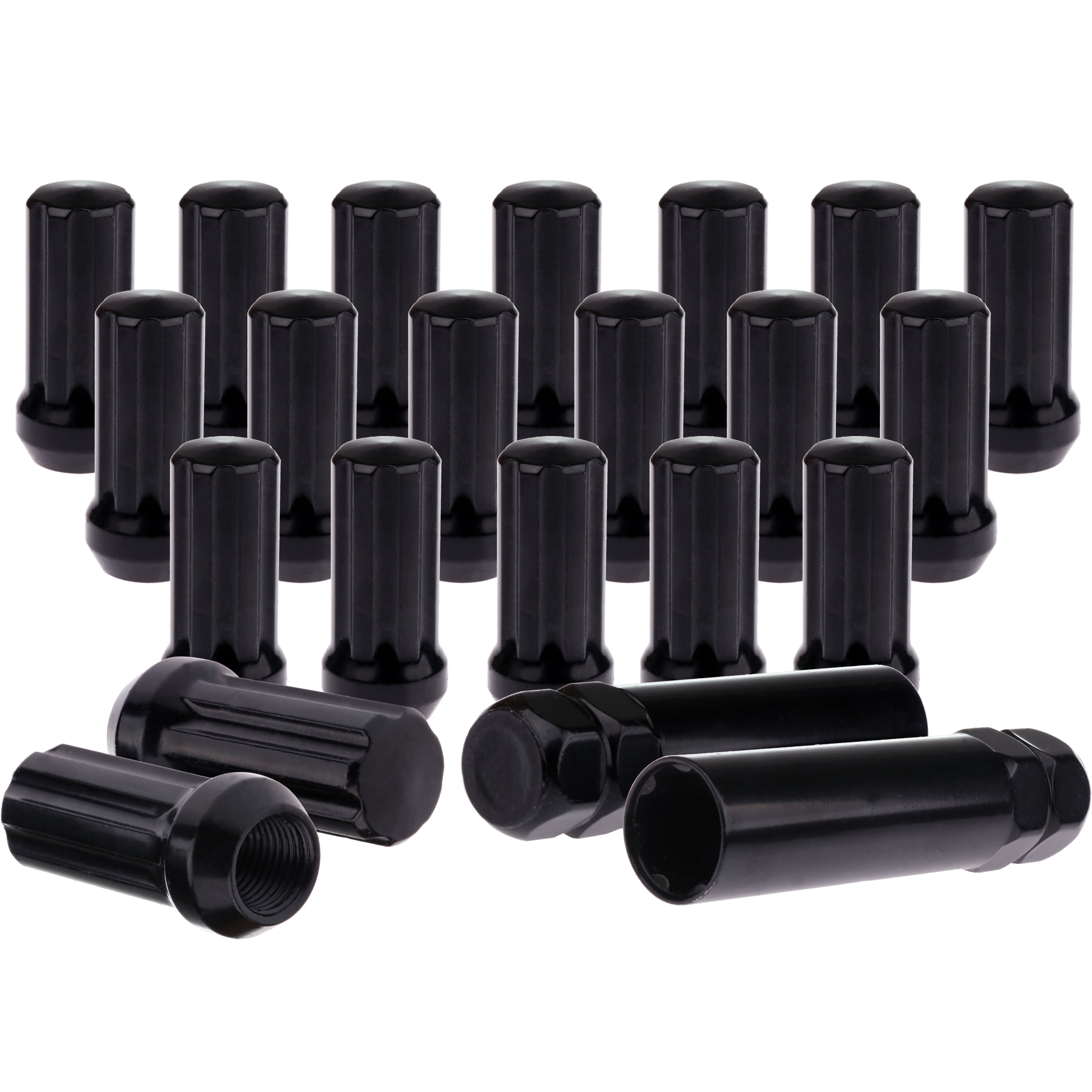 cciyu Set of 20 Black 7 Spline Chrome Wheel lug Nuts + 2 keys for Dodge