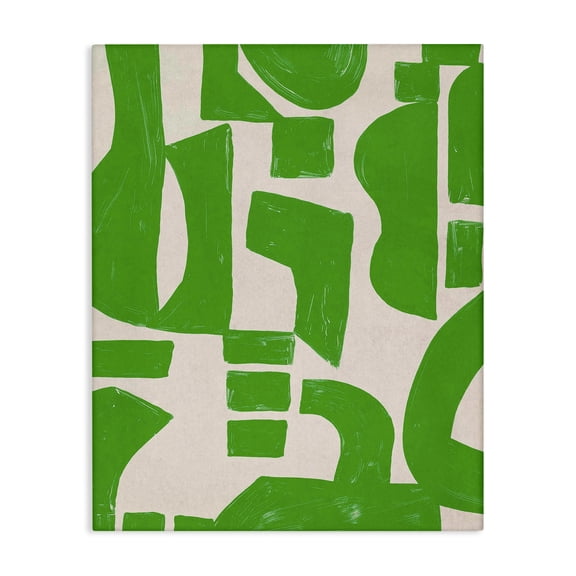 Stupell Industries Green Asymmetrical Shapes Abstract Painting Wrapped Canvas Art Print Wall Art, 16 x 20