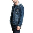 thumbnail image 4 of Victorious Men's Hoodie Layered Distressed Denim Jacket with Removable Hood DK109 - Dark Indigo - 3X-Large, 4 of 6