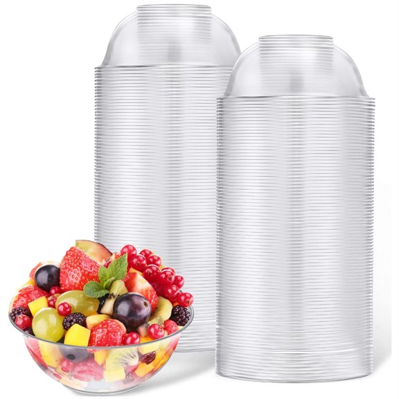 Scheam Clear Crystal Plastic Serving Bowls 40 Pcs Disposable Dessert Bowl Small Hard Salad Bowl Snack Ice Cream Soup Fruit Container,Wedding Birthday Party Buffet Supplies 10 oz